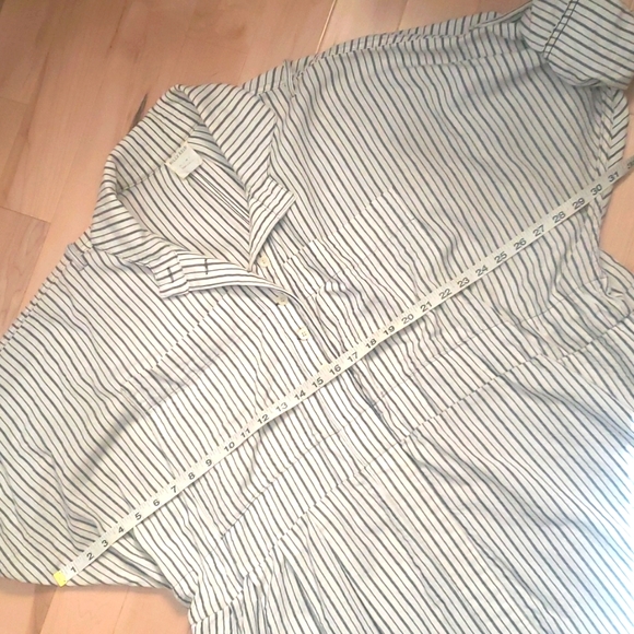 Billy Reid Stripe Drawstring Waist Shirt Dress White Charcoal One Size XS-L - Picture 16 of 16